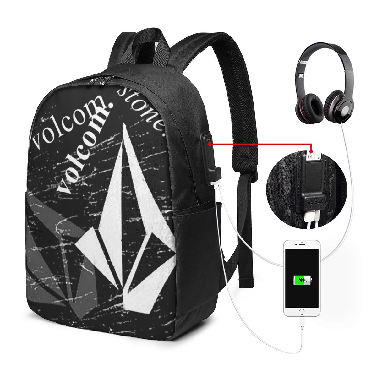 Laptop Bag - V-Volcom Logo-Rucksack, Reisetasche für Notebooks, Computer,