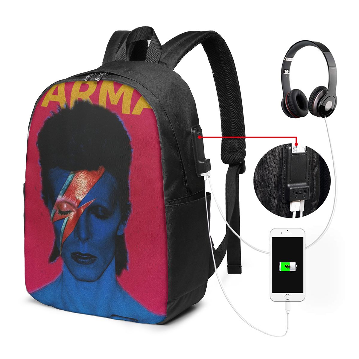 Laptop Bag - Davids Bowied Rucksack, Reisetasche für Notebooks,