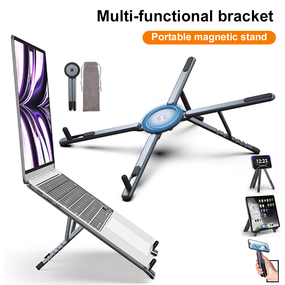 Laptop Stand - Tragbarer Magnetischer Handyhalter & Selfie-Stick 3-in-1